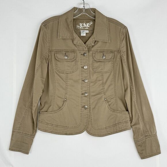 Live a Little LAL Denim Jean Jacket, Women Size M Brown Button Cotton - Picture 3 of 16